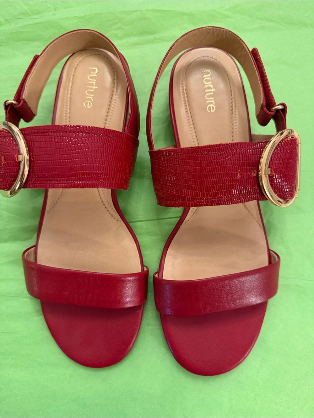 Nurture by Lamaze Red Leather Buckle Strap Sandals